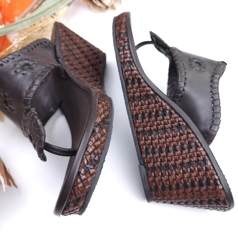 Jack Rogers Brown Leather Wedges Sz 6½m